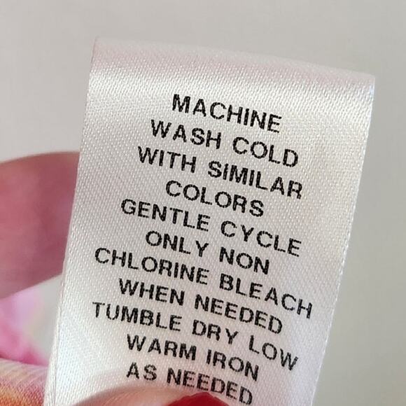 Maggy London Printed Abstract Jersey Wrap Dress V-Neck Watercolor Pink Size 4 - Picture 10 of 10